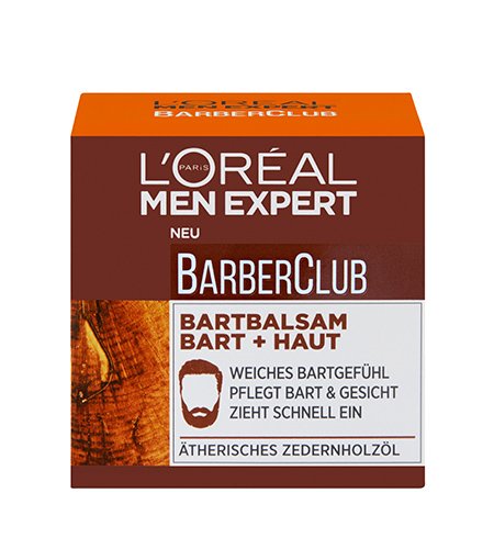 Braune Verpackung des Barber Club Bartbalsams